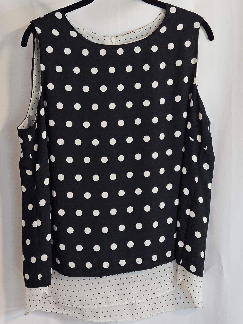Rose & Olive Black and White Polk Dot Sleeveless Tank